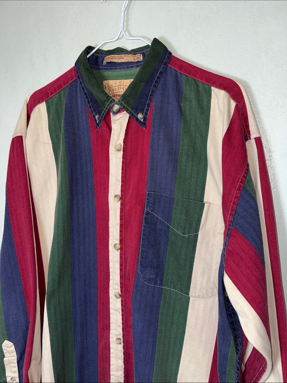 Vintage Coliseum Striped Button-Up Long Sleeve Brushpopper Western 100% Cotton L - Picture 2 of 12